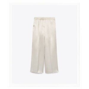 Zara Satin Pleated Pants Light Beige